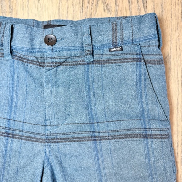 Hurley Boys Blue Plaid Flat Front Shorts Lightweight Casual Wear Size 8 / 26 - Picture 3 of 11